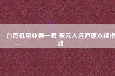 臺灣機電業(yè)第一家 東元入選道瓊永續(xù)指數