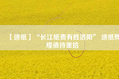 【造紙】“長(zhǎng)江紙貴有勝洛陽(yáng)” 造紙輝煌亟待重拾