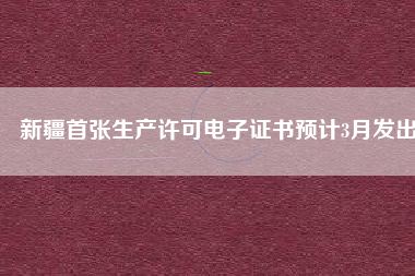 新疆首張生產(chǎn)許可電子證書預(yù)計3月發(fā)出