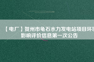 【電廠】賀州市龜石水力發(fā)電站項目環(huán)境影響評價信息第一次公告