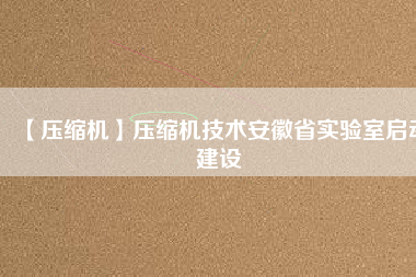 【壓縮機】壓縮機技術安徽省實驗室啟動建設