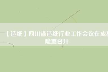 【造紙】四川省造紙行業(yè)工作會(huì)議在成都隆重召開