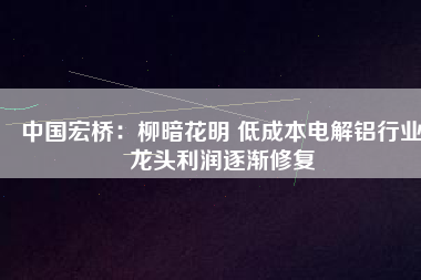 中國宏橋：柳暗花明 低成本電解鋁行業(yè)龍頭利潤逐漸修復(fù)