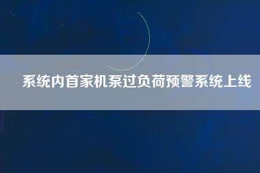 系統(tǒng)內(nèi)首家機(jī)泵過(guò)負(fù)荷預(yù)警系統(tǒng)上線