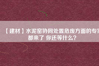 【建材】水泥窯協(xié)同處置危廢方面的專家都來了 你還等什么？