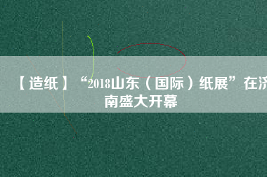 【造紙】“2018山東（國際）紙展”在濟(jì)南盛大開幕