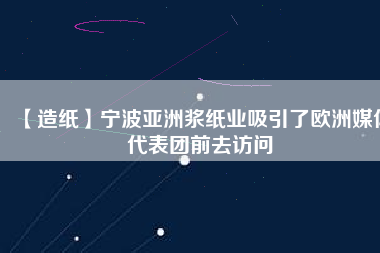 【造紙】寧波亞洲漿紙業(yè)吸引了歐洲媒體代表團(tuán)前去訪問