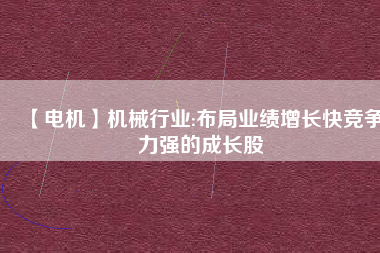 【電機(jī)】機(jī)械行業(yè):布局業(yè)績(jī)?cè)鲩L快競(jìng)爭(zhēng)力強(qiáng)的成長股
          