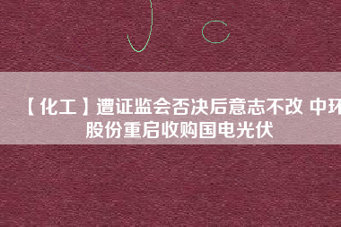 【化工】遭證監(jiān)會(huì)否決后意志不改 中環(huán)股份重啟收購(gòu)國(guó)電光伏