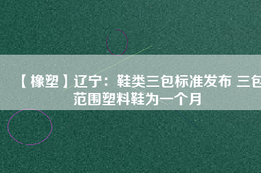 【橡塑】遼寧：鞋類三包標(biāo)準(zhǔn)發(fā)布 三包范圍塑料鞋為一個月