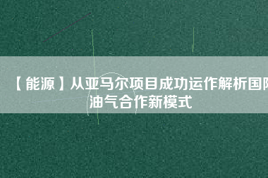 【能源】從亞馬爾項(xiàng)目成功運(yùn)作解析國際油氣合作新模式