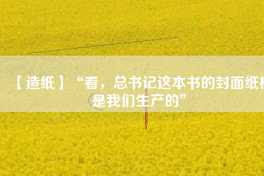 【造紙】“看，總書記這本書的封面紙板是我們生產(chǎn)的”