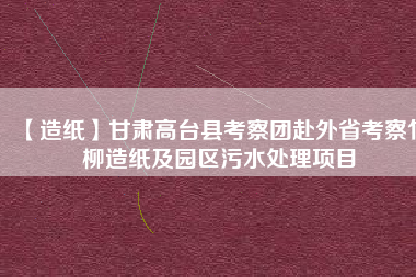 【造紙】甘肅高臺縣考察團赴外省考察竹柳造紙及園區(qū)污水處理項目