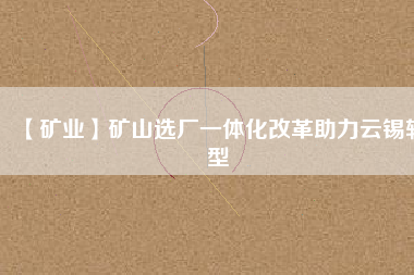 【礦業(yè)】礦山選廠一體化改革助力云錫轉型