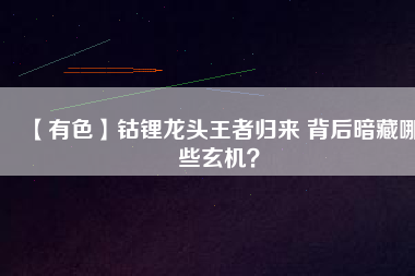 【有色】鈷鋰龍頭王者歸來 背后暗藏哪些玄機？