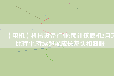 【電機】機械設備行業(yè):預計挖掘機2月環(huán)比持平,持續(xù)超配成長龍頭和油服
          