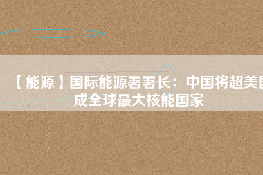 【能源】國(guó)際能源署署長(zhǎng)：中國(guó)將超美國(guó)成全球最大核能國(guó)家