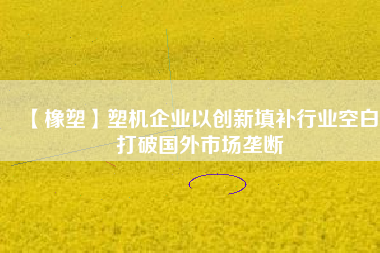 【橡塑】塑機企業(yè)以創(chuàng)新填補行業(yè)空白 打破國外市場壟斷