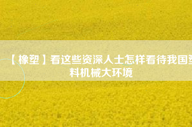 【橡塑】看這些資深人士怎樣看待我國塑料機械大環(huán)境