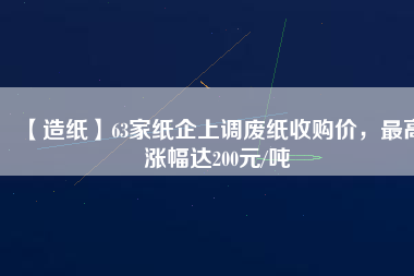 【造紙】63家紙企上調(diào)廢紙收購價(jià)，最高漲幅達(dá)200元/噸