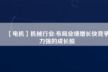 【電機(jī)】機(jī)械行業(yè):布局業(yè)績(jī)?cè)鲩L快競(jìng)爭(zhēng)力強(qiáng)的成長股
          