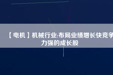 【電機(jī)】機(jī)械行業(yè):布局業(yè)績(jī)?cè)鲩L快競(jìng)爭(zhēng)力強(qiáng)的成長股
          