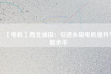 【電機(jī)】西北油田：引進(jìn)永磁電機(jī)提升節(jié)能水平
          