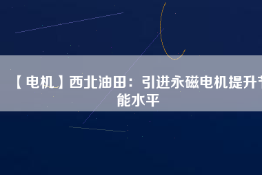 【電機(jī)】西北油田：引進(jìn)永磁電機(jī)提升節(jié)能水平
          