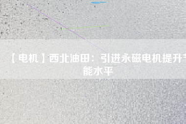 【電機(jī)】西北油田：引進(jìn)永磁電機(jī)提升節(jié)能水平
          