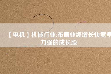 【電機(jī)】機(jī)械行業(yè):布局業(yè)績(jī)?cè)鲩L快競(jìng)爭(zhēng)力強(qiáng)的成長股
          