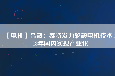 【電機】呂超：泰特發(fā)力輪轂電機技術 2018年國內(nèi)實現(xiàn)產(chǎn)業(yè)化
          