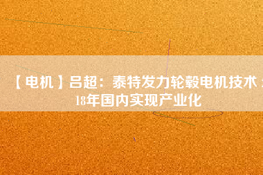 【電機】呂超：泰特發(fā)力輪轂電機技術 2018年國內(nèi)實現(xiàn)產(chǎn)業(yè)化
          