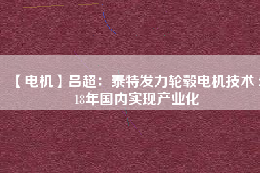 【電機】呂超：泰特發(fā)力輪轂電機技術 2018年國內(nèi)實現(xiàn)產(chǎn)業(yè)化
          