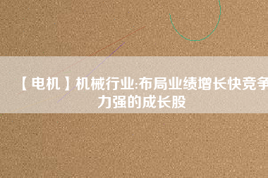 【電機(jī)】機(jī)械行業(yè):布局業(yè)績(jī)?cè)鲩L快競(jìng)爭(zhēng)力強(qiáng)的成長股
          