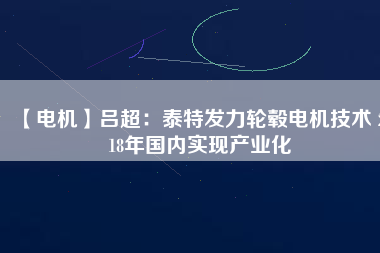 【電機】呂超：泰特發(fā)力輪轂電機技術 2018年國內(nèi)實現(xiàn)產(chǎn)業(yè)化
          