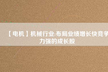 【電機(jī)】機(jī)械行業(yè):布局業(yè)績(jī)?cè)鲩L快競(jìng)爭(zhēng)力強(qiáng)的成長股
          