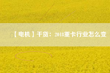 【電機】干貨：2018重卡行業(yè)怎么變
          