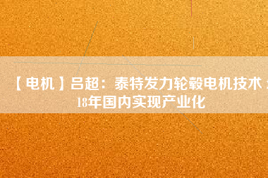 【電機】呂超：泰特發(fā)力輪轂電機技術 2018年國內(nèi)實現(xiàn)產(chǎn)業(yè)化
          