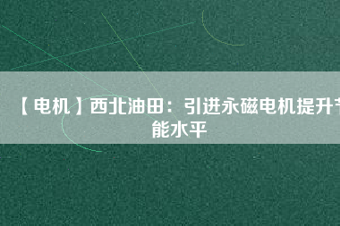 【電機(jī)】西北油田：引進(jìn)永磁電機(jī)提升節(jié)能水平
          