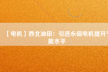 【電機(jī)】西北油田：引進(jìn)永磁電機(jī)提升節(jié)能水平
          