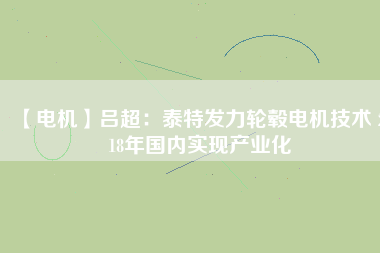 【電機】呂超：泰特發(fā)力輪轂電機技術 2018年國內(nèi)實現(xiàn)產(chǎn)業(yè)化
          