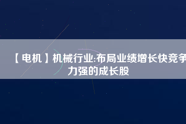 【電機(jī)】機(jī)械行業(yè):布局業(yè)績(jī)?cè)鲩L快競(jìng)爭(zhēng)力強(qiáng)的成長股
          