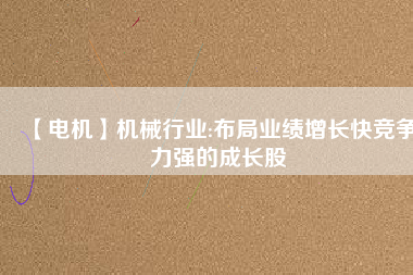 【電機(jī)】機(jī)械行業(yè):布局業(yè)績(jī)?cè)鲩L快競(jìng)爭(zhēng)力強(qiáng)的成長股
          