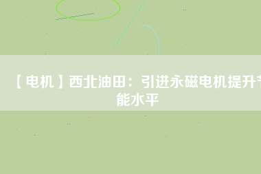 【電機(jī)】西北油田：引進(jìn)永磁電機(jī)提升節(jié)能水平
          