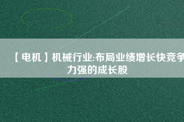 【電機(jī)】機(jī)械行業(yè):布局業(yè)績(jī)?cè)鲩L快競(jìng)爭(zhēng)力強(qiáng)的成長股
          