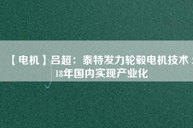 【電機】呂超：泰特發(fā)力輪轂電機技術 2018年國內(nèi)實現(xiàn)產(chǎn)業(yè)化
          