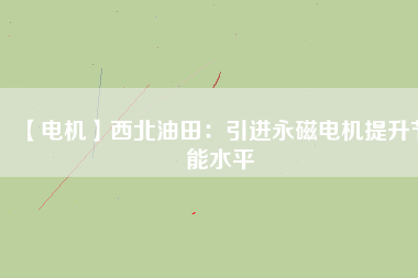 【電機(jī)】西北油田：引進(jìn)永磁電機(jī)提升節(jié)能水平
          