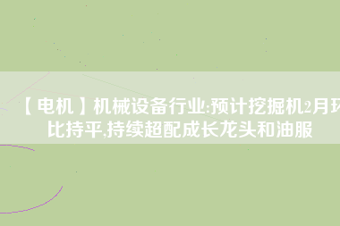 【電機】機械設備行業(yè):預計挖掘機2月環(huán)比持平,持續(xù)超配成長龍頭和油服
          