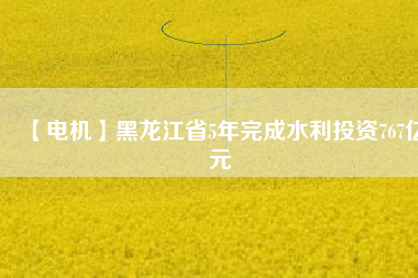 【電機(jī)】黑龍江省5年完成水利投資767億元
          