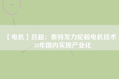 【電機】呂超：泰特發(fā)力輪轂電機技術 2018年國內(nèi)實現(xiàn)產(chǎn)業(yè)化
          